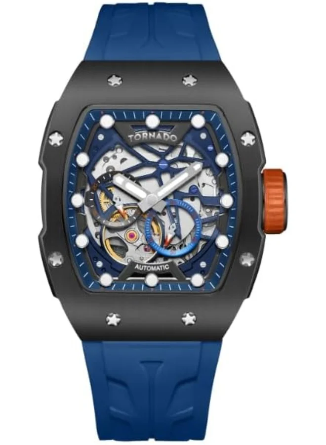 تورنيدو Tornado Autonova Men's MIYOTA 82S7 Movement Watch, Automatic Display and Silicone Strap - T24302-XSNN, Dark Blue