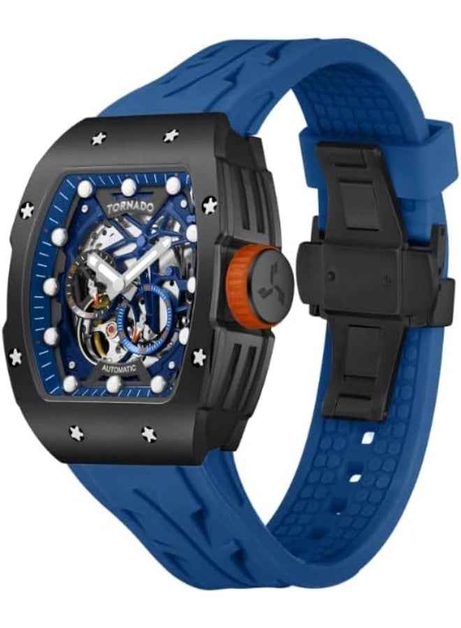 تورنيدو ساعة تورنادو أوتونوفا للرجال بحركة  ، عرض أوتوماتيكي وسوار سيليكون - -، أزرق داكن - Image 2