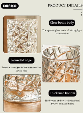Creative Clear Glass Vase Craft Aesthetic Decorative Small Flower Vase Hydroponic Plant Desktop Ornament Modern Irregularity Vase for Flowers Rose Home and Office - view 2