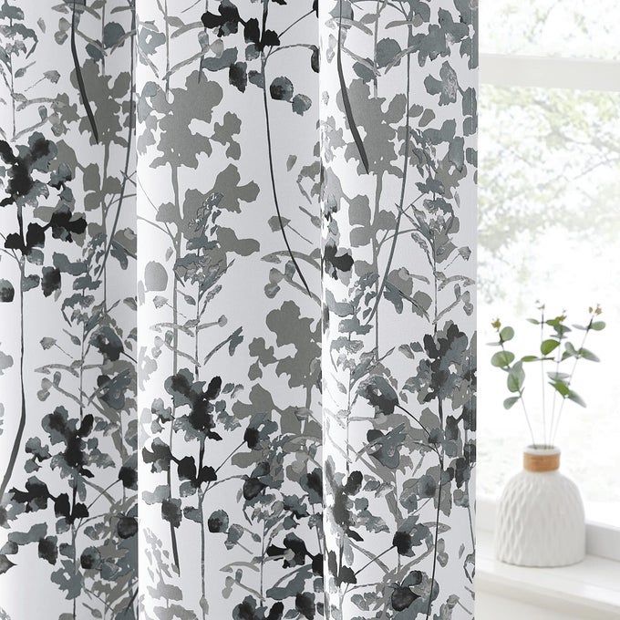 GREY BLACKOUT CURTAINS ENERGY SAVING ECOFRIENDLY PRIVACY WINDOW SHADES CLASSIC FLORAL PATTERN FOR BEDROOM LIVING ROOM DINING STUDY ROOM GREY W 52 X L 84 2 PANELS