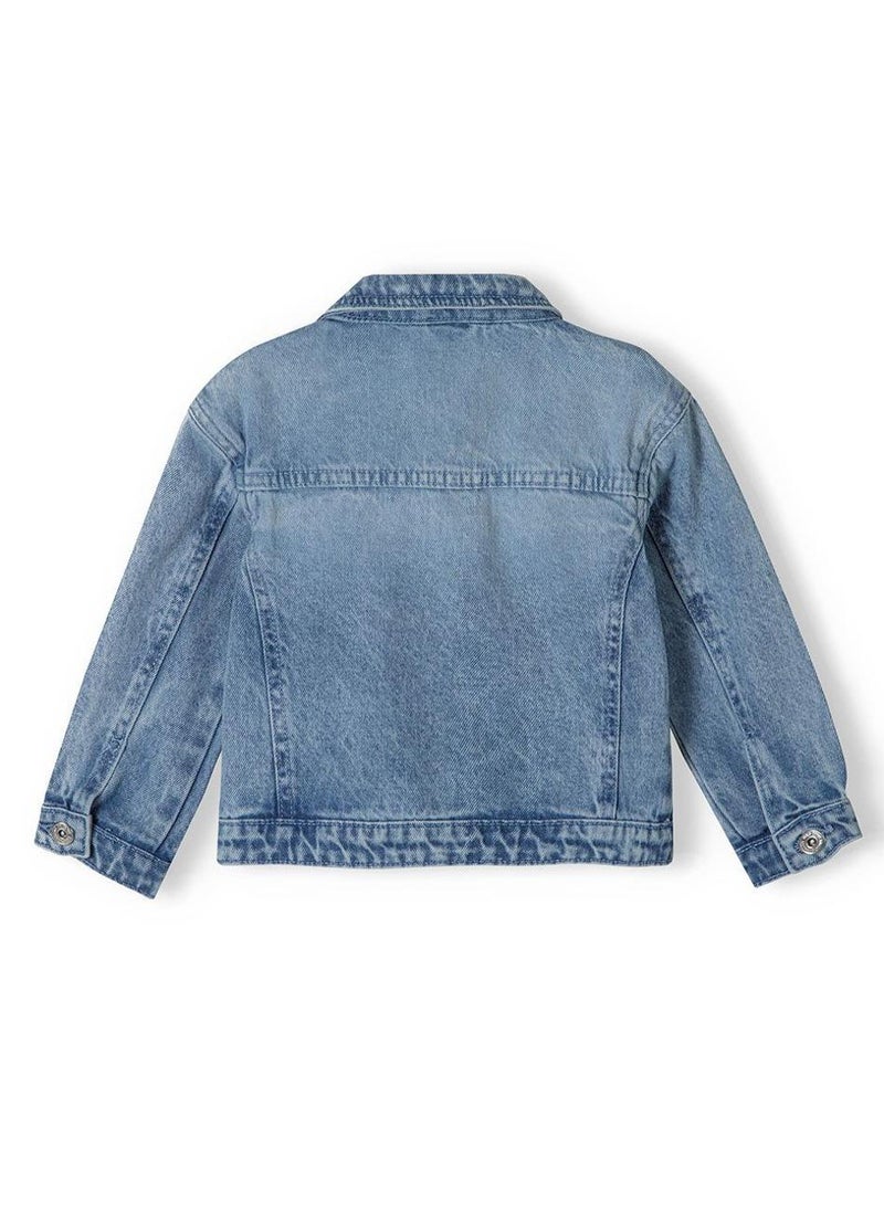 MINOTI Kids Girls Denim Jacket with Star Patch and Pockets  - Image 3
