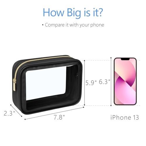 PACKISM TSA Approved Toiletry Bag - 3 Pack Upgrade Color-Edged Clear Makeup Bag, Clear Toiletry Bag For Traveling Fits Various Storage Needs, Black/Pink/Turquoise - Image 3