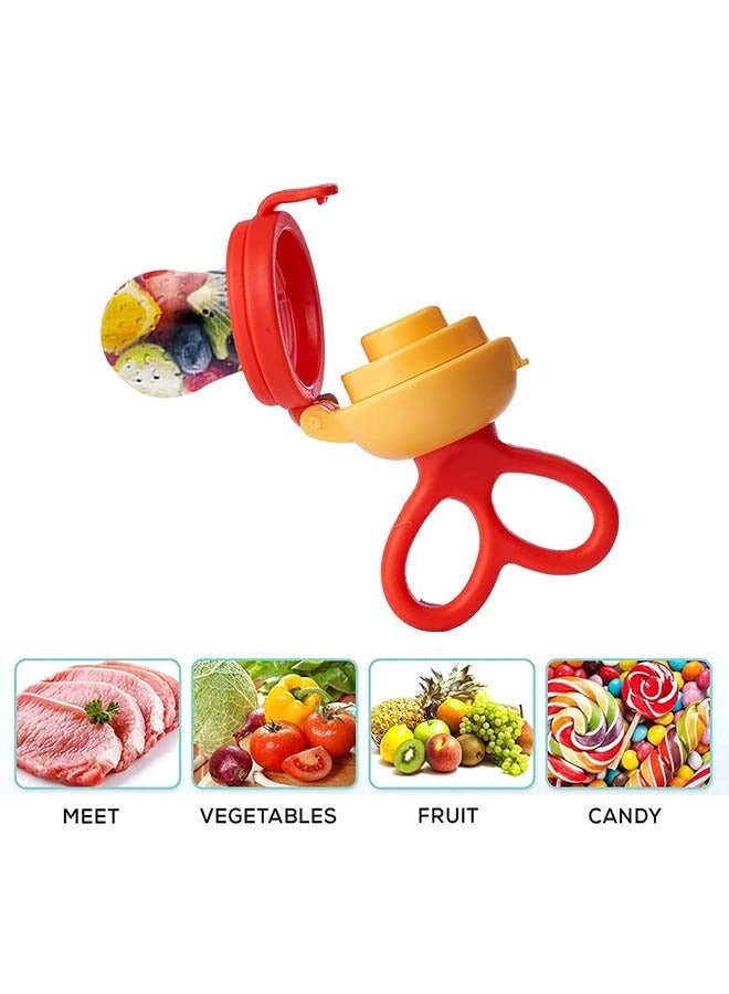 BAYBEE Silicone Fruit Feeder For Baby Infant With Pacifier Nibbler For Baby Food Grade Baby Teether Training Massaging Teething Toy Fresh Food Fruit Feeder Pacifier For Baby Infant 4+ Months Orange - Image 2