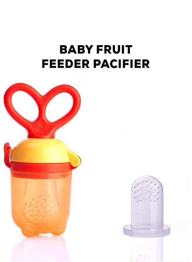 BAYBEE Silicone Fruit Feeder For Baby Infant With Pacifier Nibbler For Baby Food Grade Baby Teether Training Massaging Teething Toy Fresh Food Fruit Feeder Pacifier For Baby Infant 4+ Months Orange - Image 4