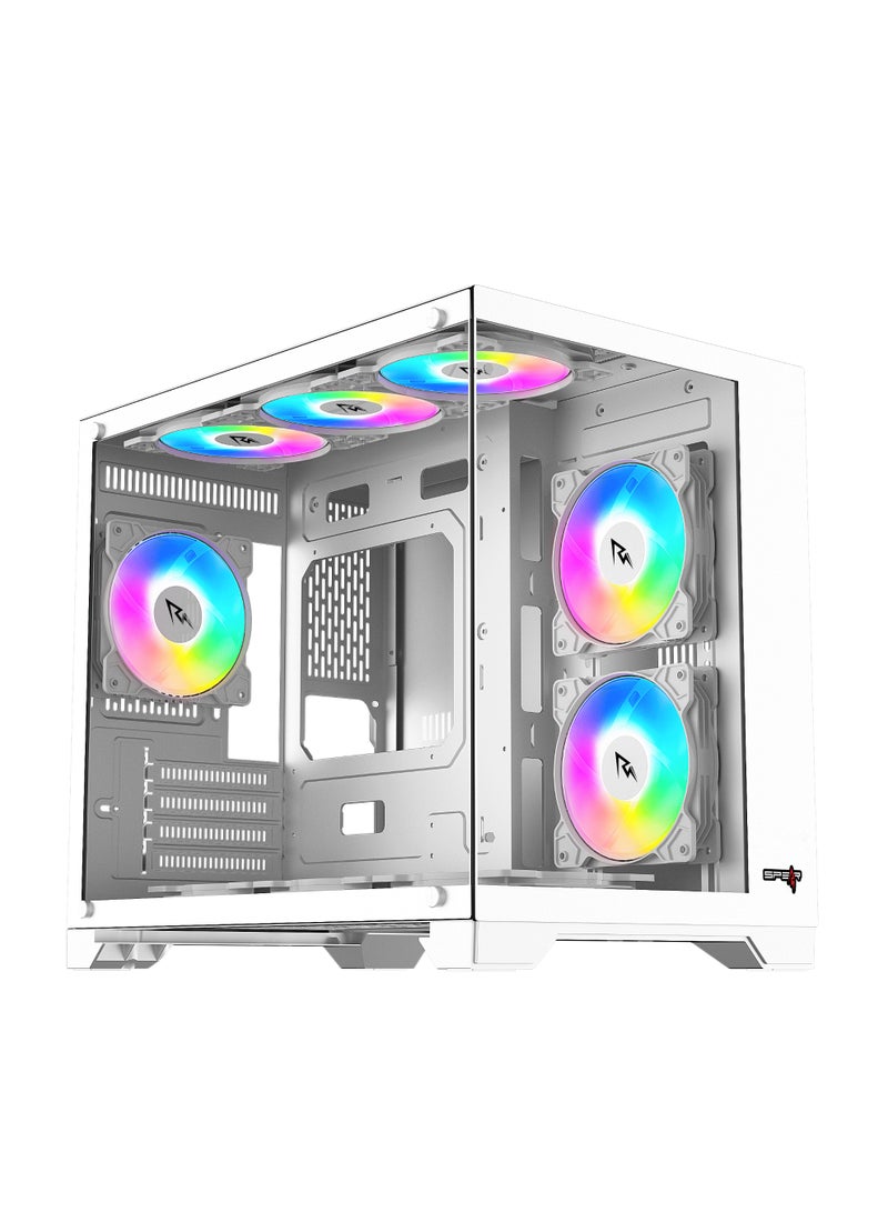 Spear Pc Covid 55 Eco Mini Gaming Case Mid Tower M-ATX/ITX PC Case Tempered Glass Side Panel RGB Front Panel USB White Gaming Computer Case - Image 1