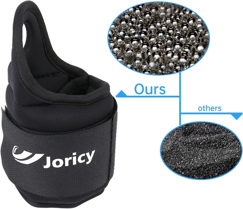JORICY Wrist Weights with Thumb Loops Lock for Men Women 2LBS Pair (1 LB Each Weight) Arm Ankle Weights Weighted Gloves for Running Walking Jogging Strength Training Gym Workout Cardio Exercises, Black - Image 2