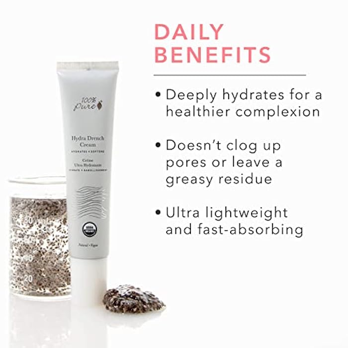 100 % Pure 100% PURE Hydra Drench Cream, Daily Face Moisturizer with Hyaluronic Acid, Rose Water, Skin Care for All Skin Types, Natural Face Cream - 1.4 Fl Oz - Image 2