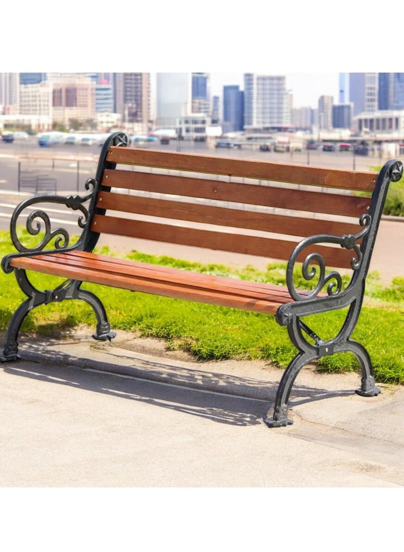 وودن تويست مقعد خارجي بتصميم منحني ومقاوم للطقس للحديقة والتراس والجلوس في الحديقة  - Image 3