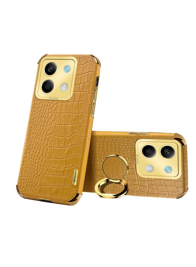The Bros Case For Xiaomi Redmi Note 13 6D Electroplating Crocodile Texture Leather Back Phone Case with Holder
