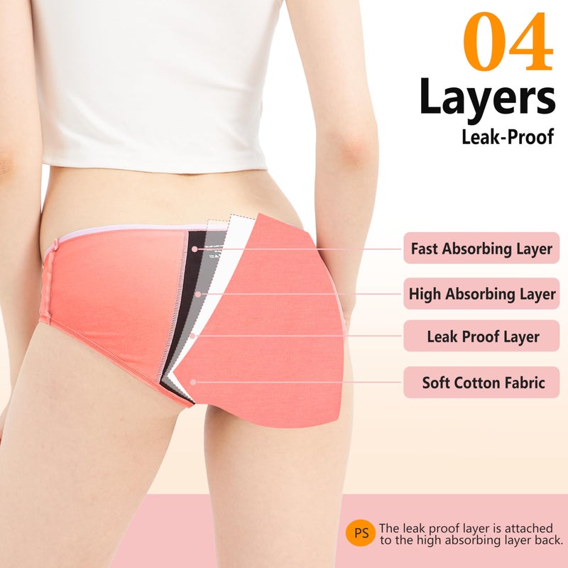 Geronmine Teen Girls Period Panties Heavy Flow High Absorbency First Period Starter Underwear For Teens Menstrual Leakproof Protective Cotton Soft Briefs - Image 3