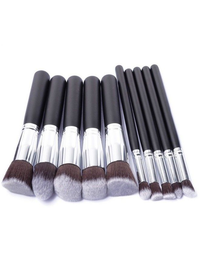 Gugzy Soft Hair Bristle Makeup Brush Black Silver Set Of 10 Pcs - Image 4