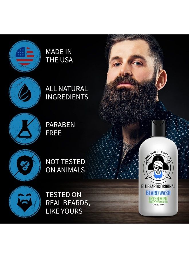 Fresh Mint Beard Wash for Men, 8.5 oz. - Natural Beard Wash and Beard Moisturizer with Peppermint Oil - Deeply Cleans, Softens, and Conditions Your Beard and Skin - Made in USA