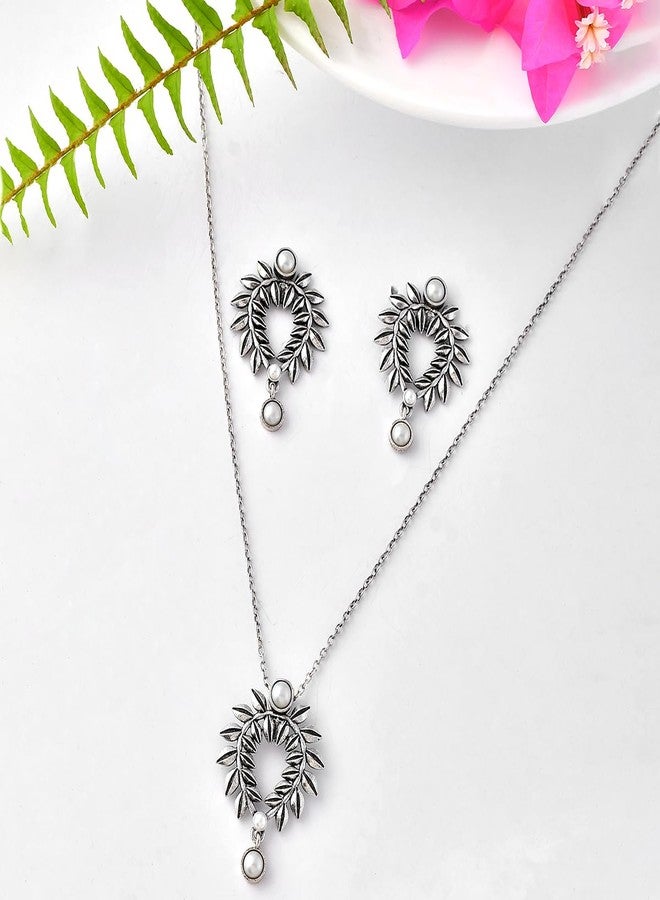 VOYLLA Fresh Fern Petal Pendant Set For Women, Pendant Set For Women, Womens Gift, Gift For Her - Image 2