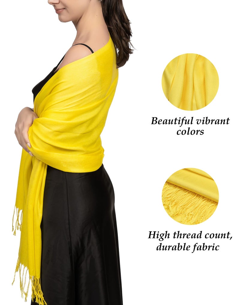 Achillea Soft Silky Pashmina Scarf for Women - Shawl Wrap for Evening Dresses, Bridesmaids, Weddings & Everyday Wear (Yellow) - Image 5