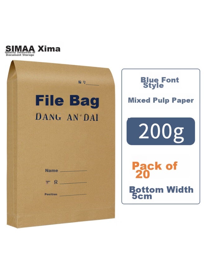 Simaa 20 A4 Kraft Paper File Folders, Blue-black Text, 5cm Side Width, For Tender Doents And Contracts, Office Supplies, 6137 - Image 1