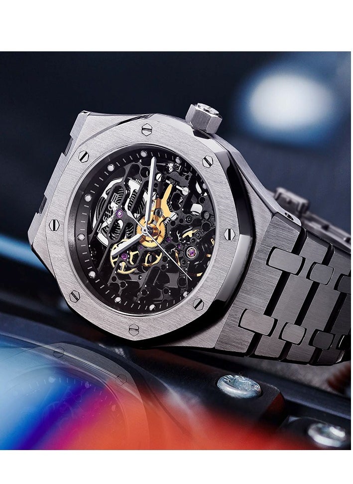 FEICE - FM019 Men's Automatic Skeleton Watch – 42mm Stainless Steel Case, Sapphire Glass, Luminous Hands, 30M Water Resistant - Image 1