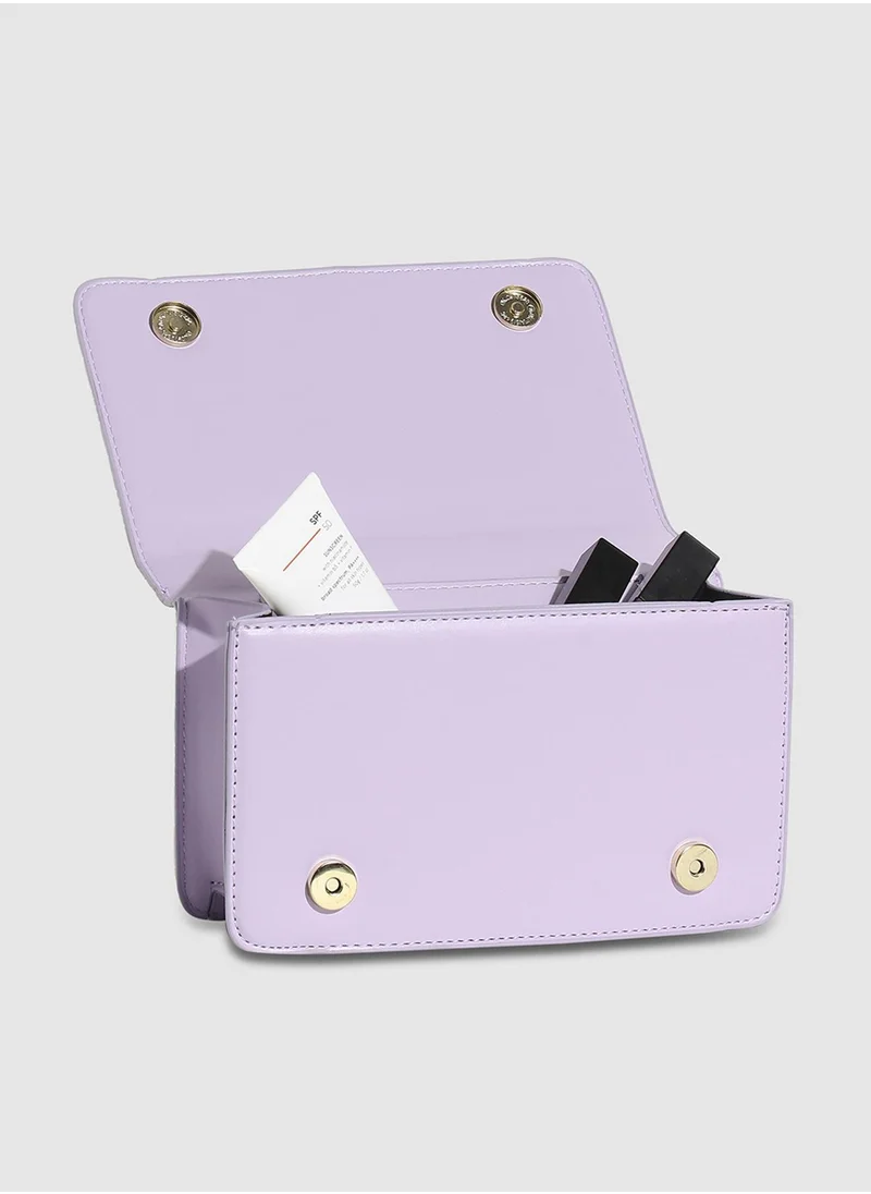 Haute Sauce Contrast Quilted Sling Bag - White & Lilac