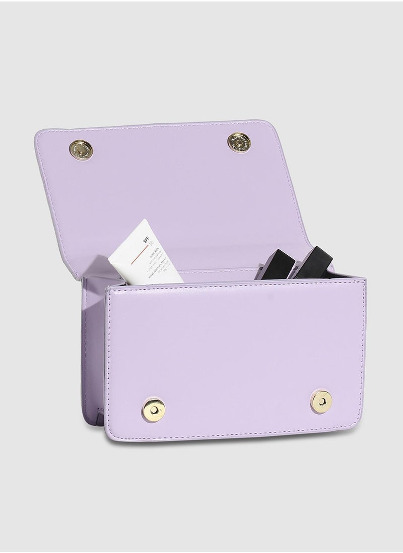 Haute Sauce Contrast Quilted Sling Bag - White & Lilac  - Image 2