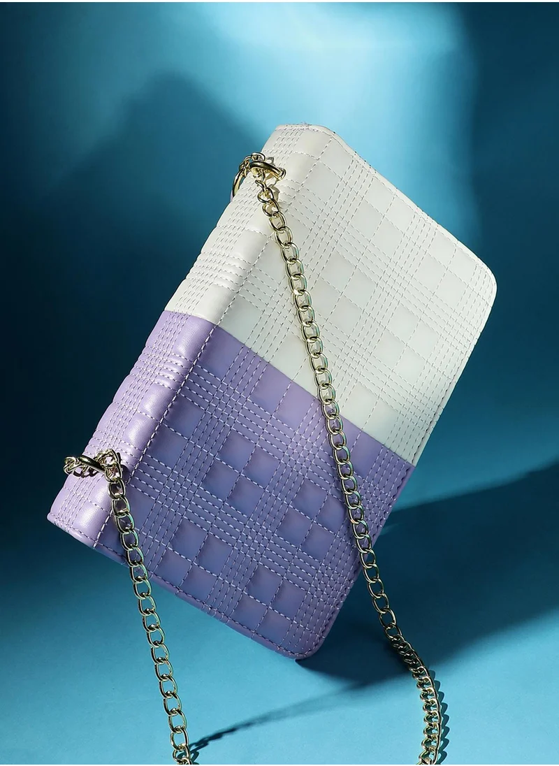 Haute Sauce Contrast Quilted Sling Bag - White & Lilac