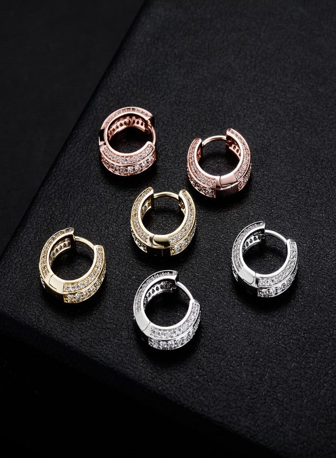 TOPGRILLZ Iced Out Hoop Earrings Cubic Zirconia Huggie Cartilage Cuff Hypoallergenic Luxury Fashion Round Circle Earrings For Men Women - Image 5
