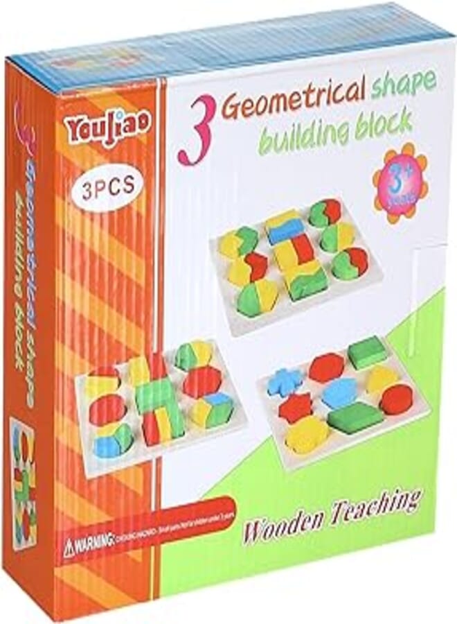 iLearn Chunky Geometric Puzzle set ( 3 Puzzles )