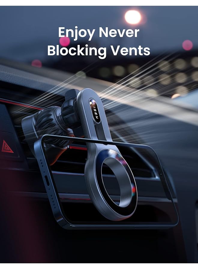 Excefore Compatible For Magsafe Car Mount, Magnetic Phone Holder For Car [Easily Install] Hands Free Iphone Car Holder Mount Fit For Iphone 13 14 Pro Max Mini Magsafe Case, Silver - Image 3