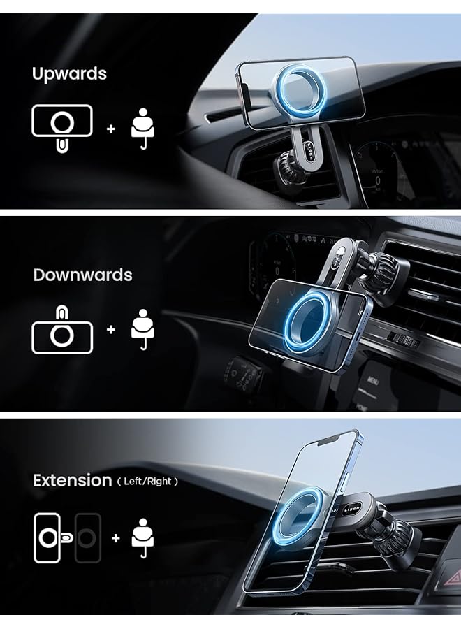 Excefore Compatible For Magsafe Car Mount, Magnetic Phone Holder For Car [Easily Install] Hands Free Iphone Car Holder Mount Fit For Iphone 13 14 Pro Max Mini Magsafe Case, Silver - Image 2