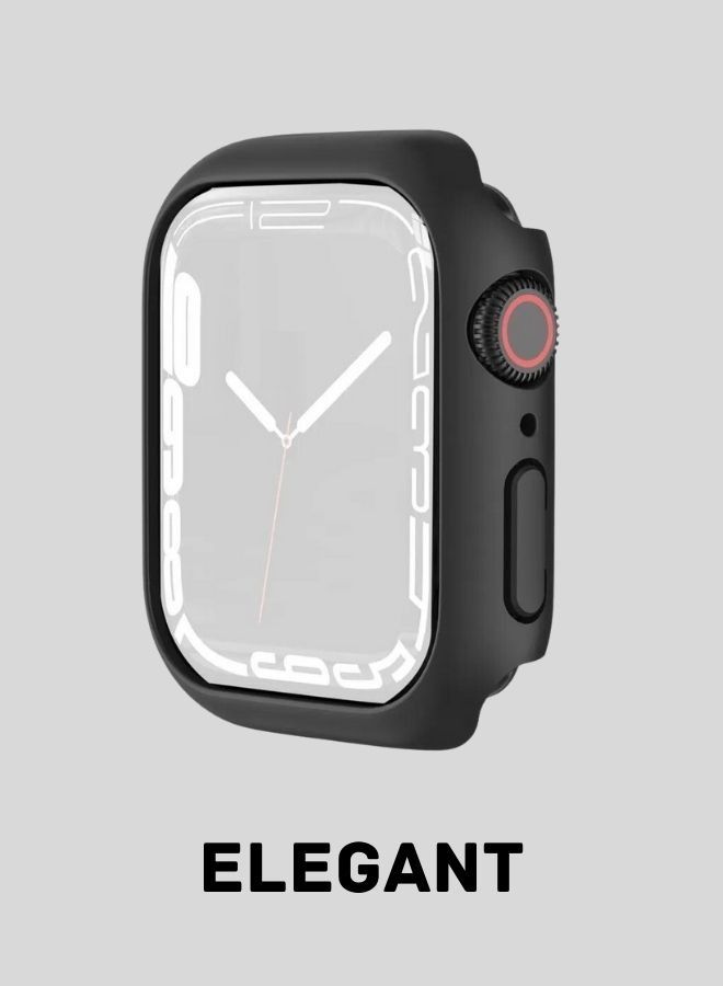 اطار واقٍ من الصدمات من البولي كربونات الصلبة لساعة  Apple Watch series 7 مقاس 41 مم ، بدون واقي شاشة أسود - Image 4