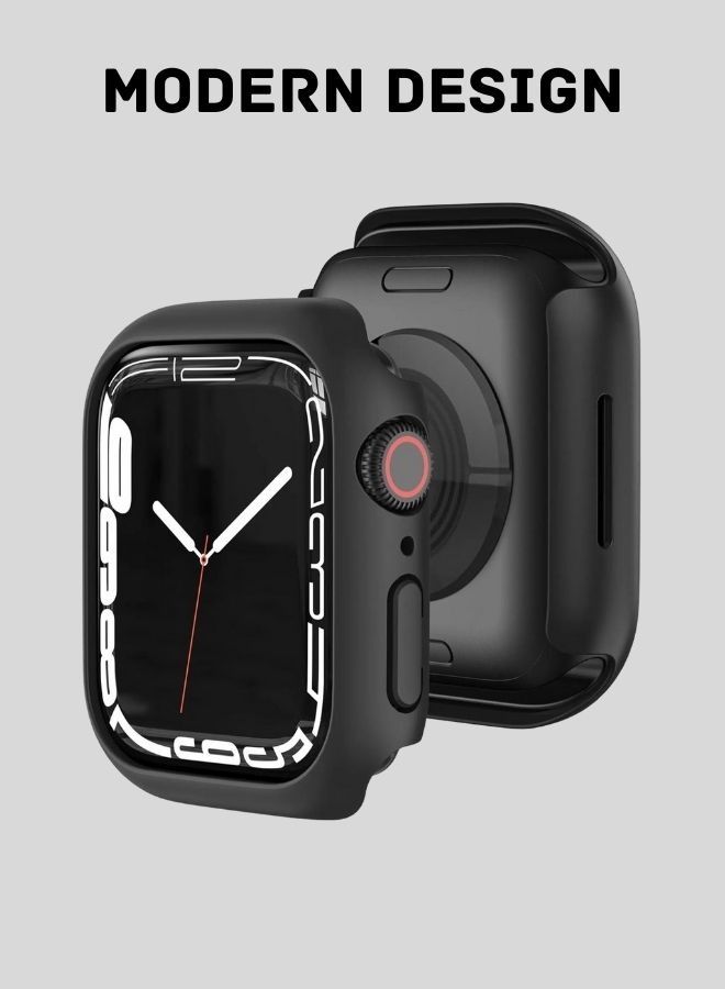 اطار واقٍ من الصدمات من البولي كربونات الصلبة لساعة  Apple Watch series 7 مقاس 41 مم ، بدون واقي شاشة أسود - Image 5