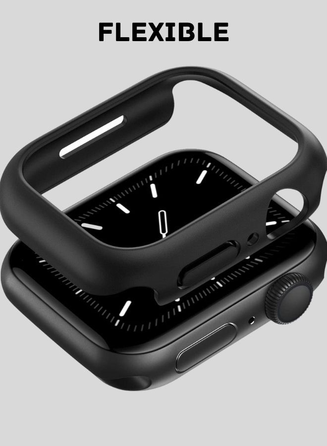 اطار واقٍ من الصدمات من البولي كربونات الصلبة لساعة  Apple Watch series 7 مقاس 41 مم ، بدون واقي شاشة أسود - Image 3