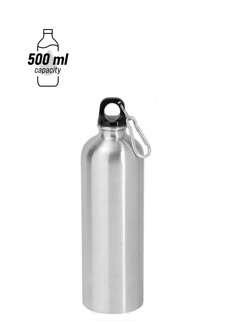 فيتاشيلي زجاجة مياه معزولة بالفراغ سعة 500 مل من الفولاذ المقاوم للصدأ، زجاجة مياه قابلة لإعادة الاستخدام، قارورة رياضية معدنية مقاومة للتسرب باللون الفضي - Image 1