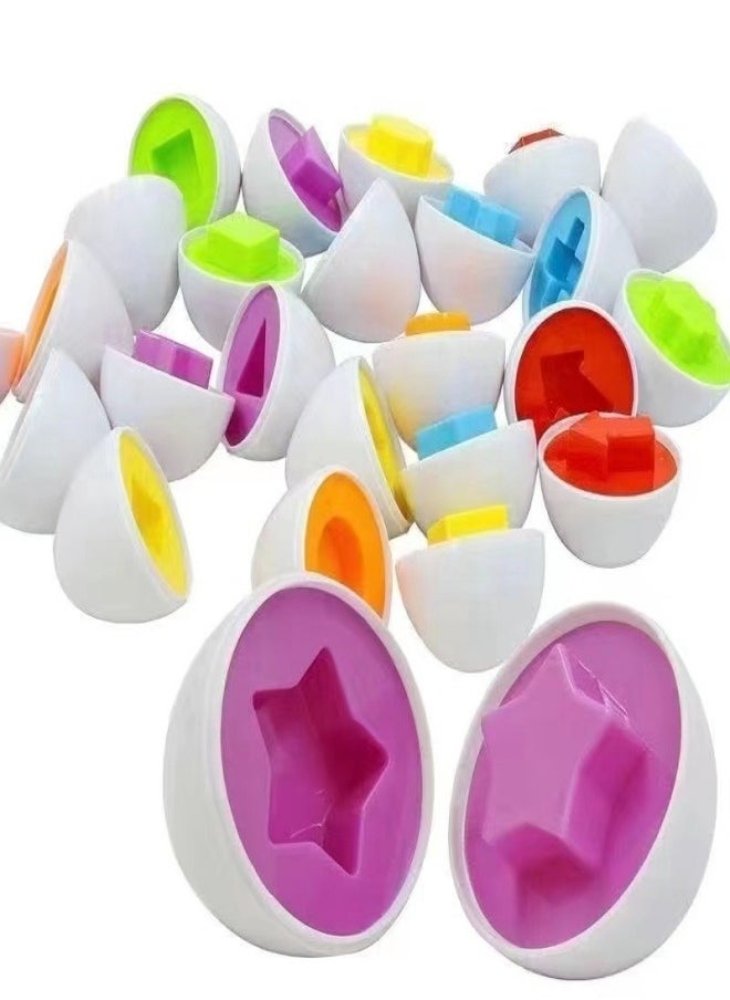 MIXDE 12-Piece Matching Eggs Toddler Toys, Shape Recognition Learning Educational Toys for Kids Boy Girls  - Image 4