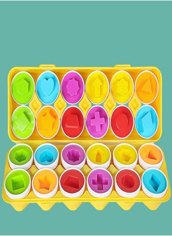 MIXDE 12-Piece Matching Eggs Toddler Toys, Shape Recognition Learning Educational Toys for Kids Boy Girls  - Image 3