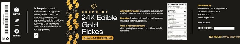 BeePoint 24K Edible Gold Foil Flakes - 50mg for Cake Decorating, Baking, Crafts, and Makeup - Image 2