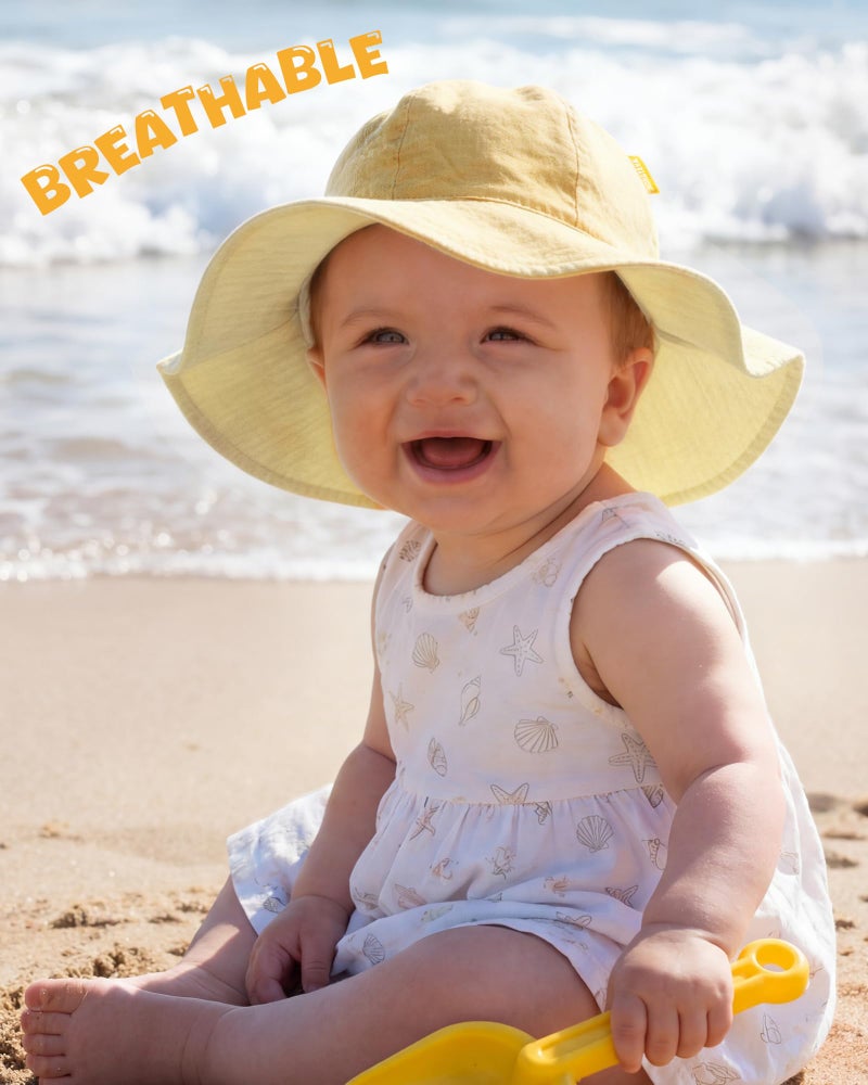 HONGTEYA Baby Sun Hat Muslin Toddler Bucket Hat for Girls Boys Infant Wide Brim Sun Protection UPF 50+ - Image 2