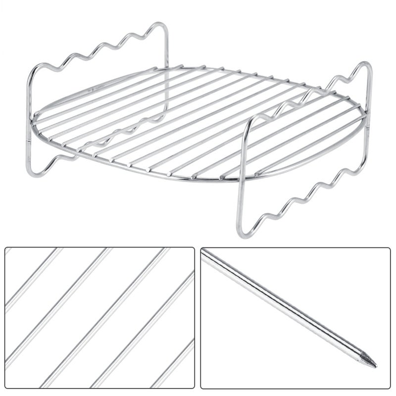 Replacement BBQ Rack: 2-Layer Stainless Steel Skewers - Dishwasher Safe Non-Stick Baking Tray for Philips Air Fryer, Rotisserie Oven, Outdoor BBQ - Image 4