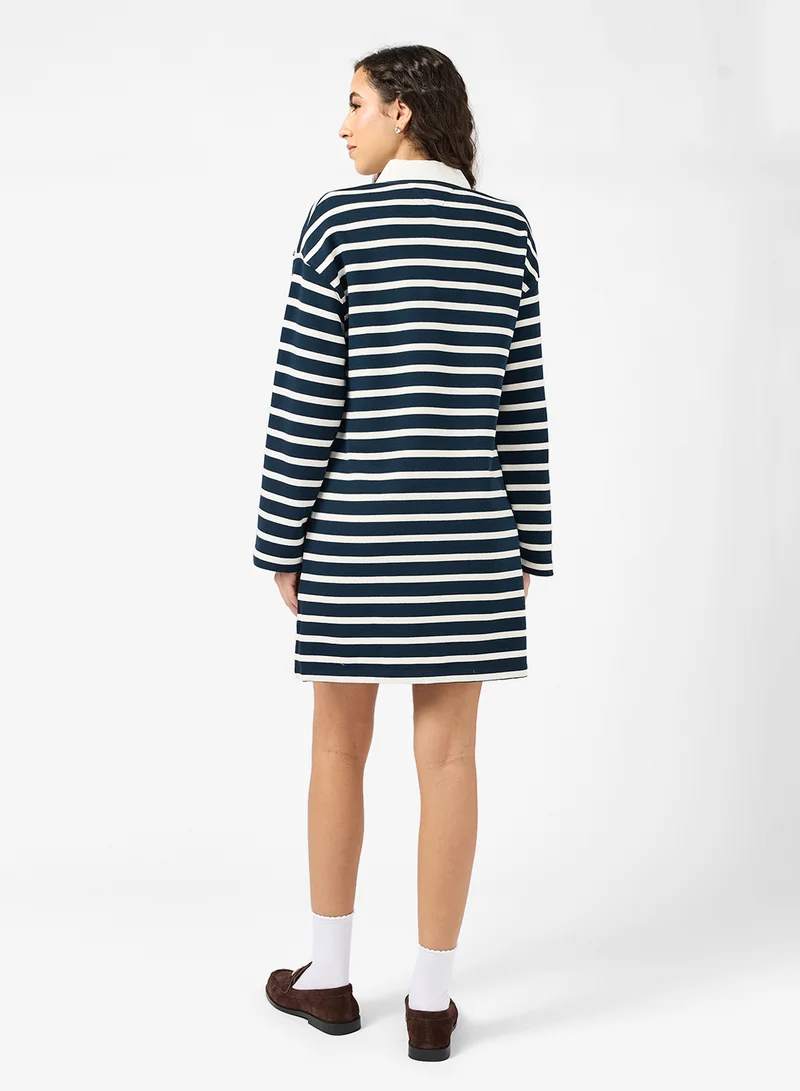 TOMMY HILFIGER Stripe Print Collar neck Tshirt Dress