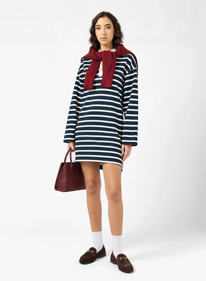 TOMMY HILFIGER Stripe Print Collar neck Tshirt Dress