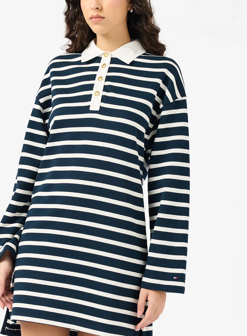 TOMMY HILFIGER Stripe Print Collar neck Tshirt Dress