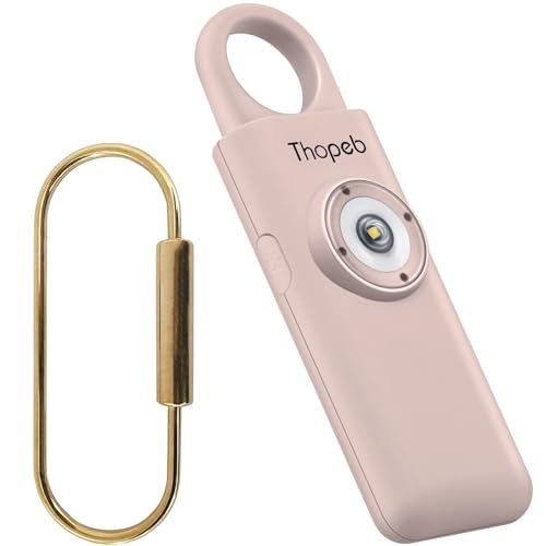 Thopeb– Personal Safety Alarm for Women–135dB Siren, Strobe Light and Rechargeable - Safety Alarm Keychain for Women (Metallic Rose) - Image 1