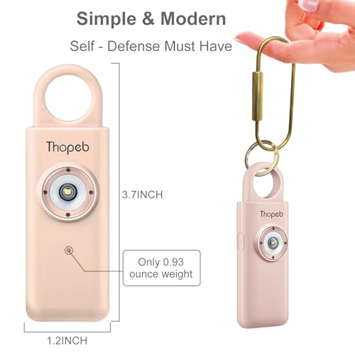 Thopeb– Personal Safety Alarm for Women–135dB Siren, Strobe Light and Rechargeable - Safety Alarm Keychain for Women (Metallic Rose) - Image 4
