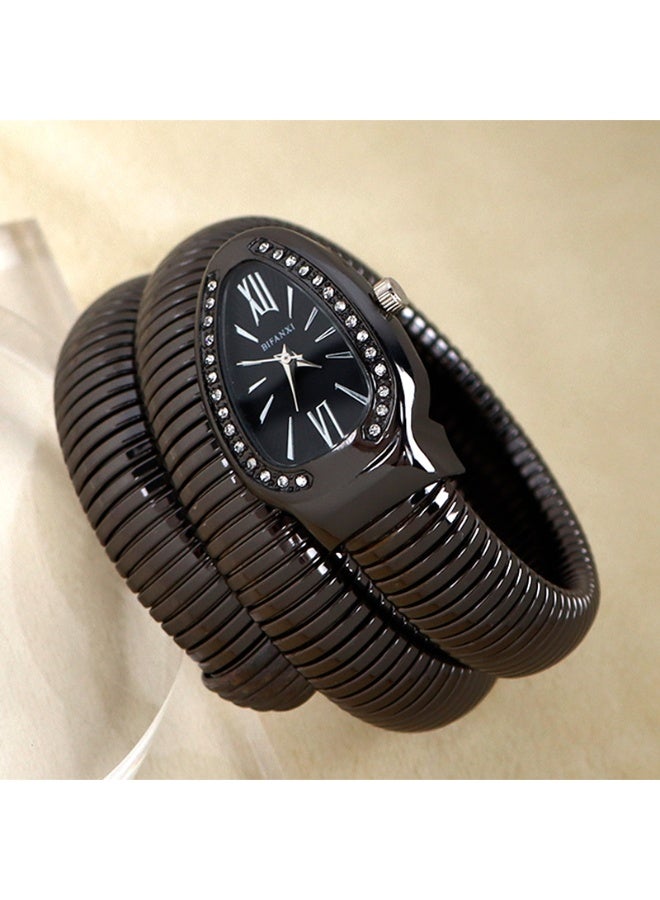 Snake-shaped, Stylish And Simple Women's Quartz Bracelet Watch