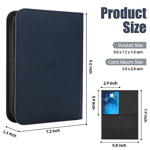 Pemocyny Card Binder 4 Pocket with Zipper, 288 Pockets Trading Card Holder Book, Premium PU Cover Zip Folder Binder, Side Loading Carrying Case Binder Album for TCG, MTG, Sports Cards, Game Cards - Image 3