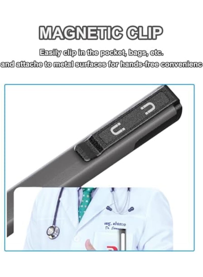 SYOSI Rechargeable Pen Flashlight with COB Work Light ? Compact LED Pocket for Home, Car, and Emergencies, USB-C Charging, 6 Stage Lighting Modes, LCD Display, Portable Mini Electric Torch (Grey) - Image 4