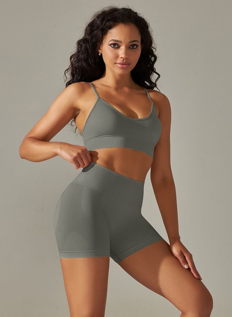 Loquat Yoga Tight Fitting Stretch Soft Sets Grey - Image 1