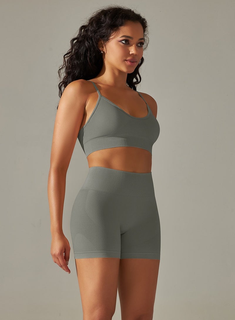 Loquat Yoga Tight Fitting Stretch Soft Sets Grey - Image 2