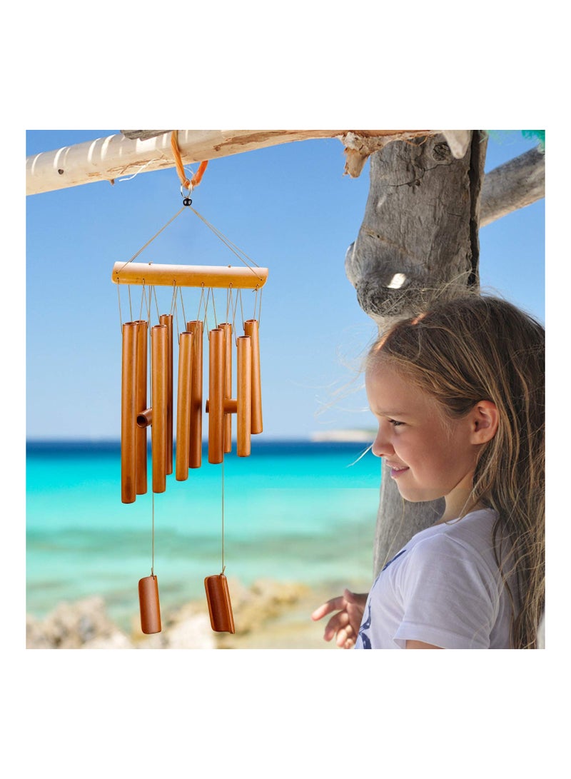 Wind Chimes, Handmade Bamboo Wind Chimes, Classic Style, Wood Wind Chime, Large Deep Tone Wind Bells, with Natural Relaxing Soothing Sound, Indoor Outdoor Wooden, for Garden and Home Decoration - Image 4