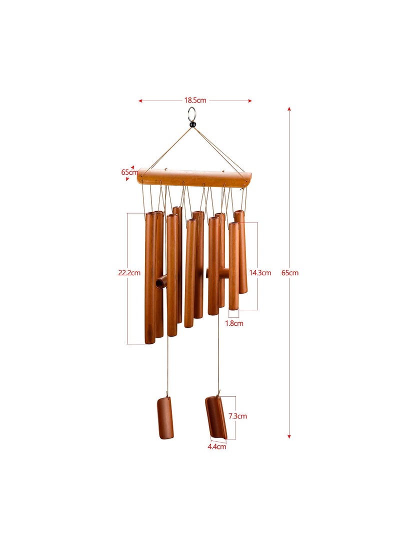 Wind Chimes, Handmade Bamboo Wind Chimes, Classic Style, Wood Wind Chime, Large Deep Tone Wind Bells, with Natural Relaxing Soothing Sound, Indoor Outdoor Wooden, for Garden and Home Decoration - Image 5