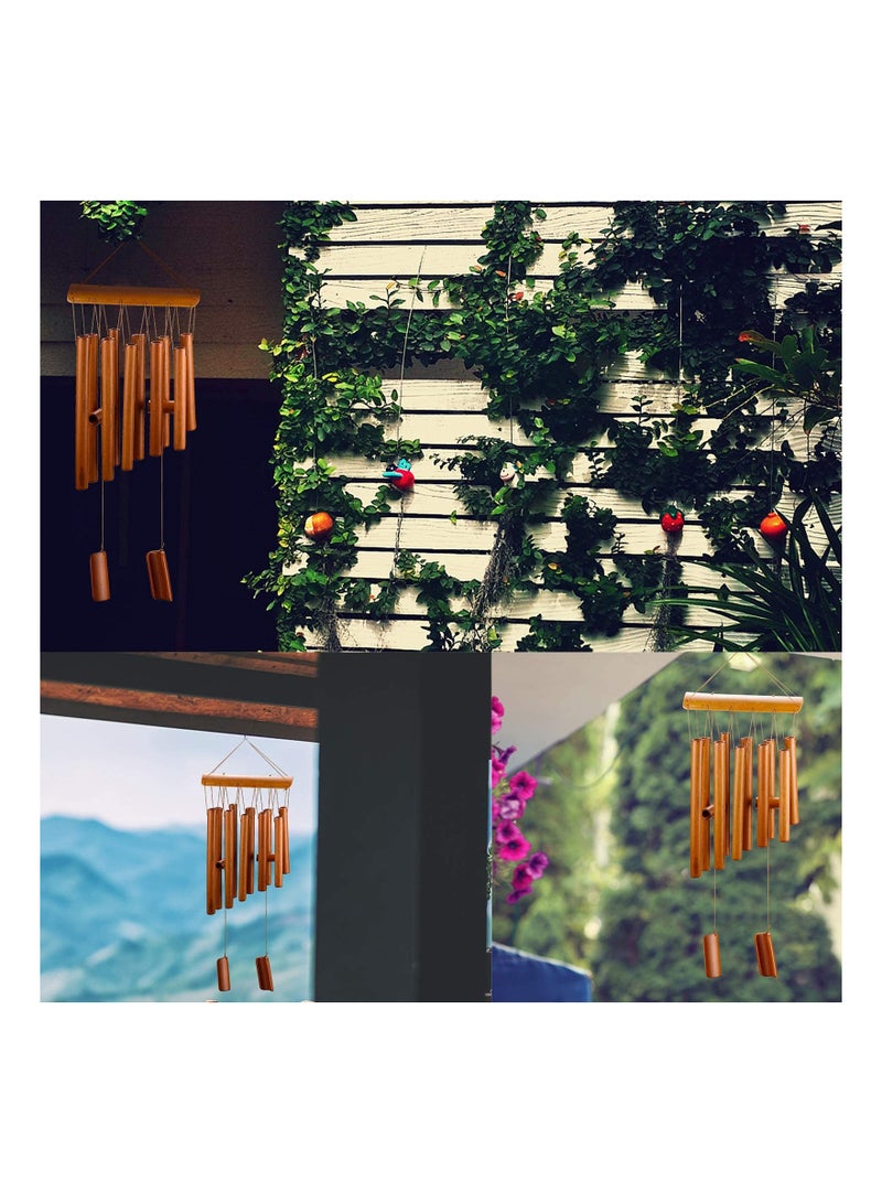 Wind Chimes, Handmade Bamboo Wind Chimes, Classic Style, Wood Wind Chime, Large Deep Tone Wind Bells, with Natural Relaxing Soothing Sound, Indoor Outdoor Wooden, for Garden and Home Decoration - Image 3