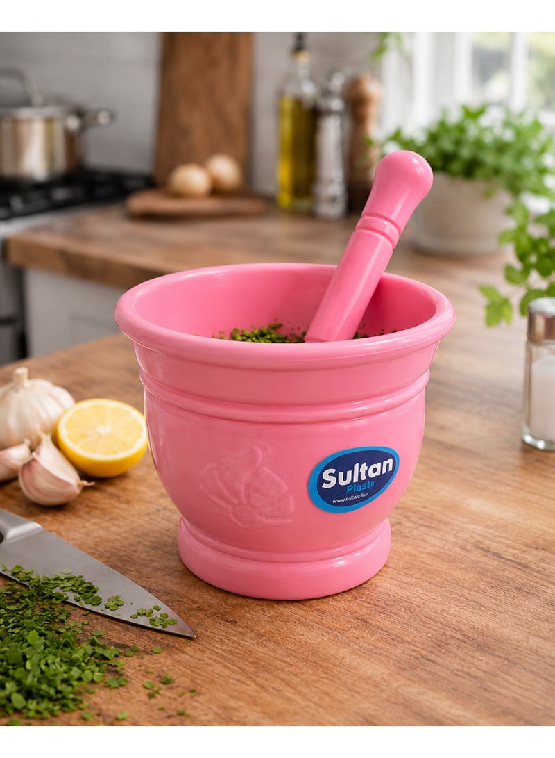 Sultan Plast Heavy-Duty Plastic Mortar and Pestle Set, Classic Design Crusher for Garlic, Herbs, and Spices - Image 3